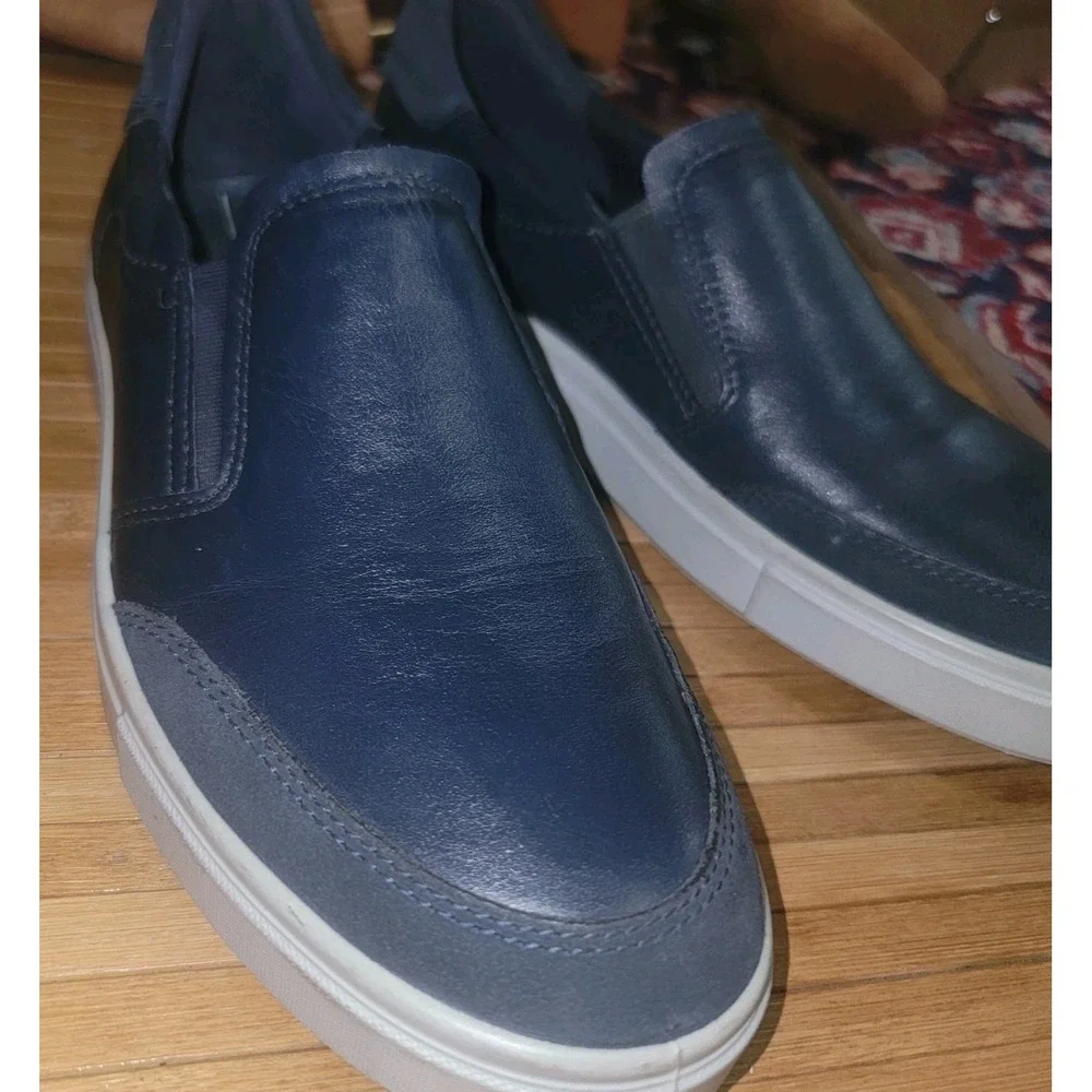 Men's Slip-On Leather Sneaker ECCO Collin 2.0 DANISH Design Navy Blue EU 43, 10
